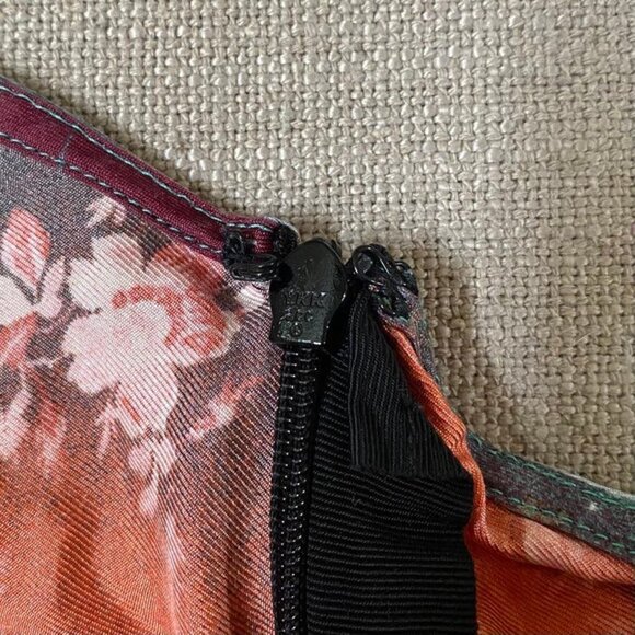 Clemente Botanical Silk Slip Midi Dress Asymmetric Sz 32 XXS/0 - Picture 7 of 14